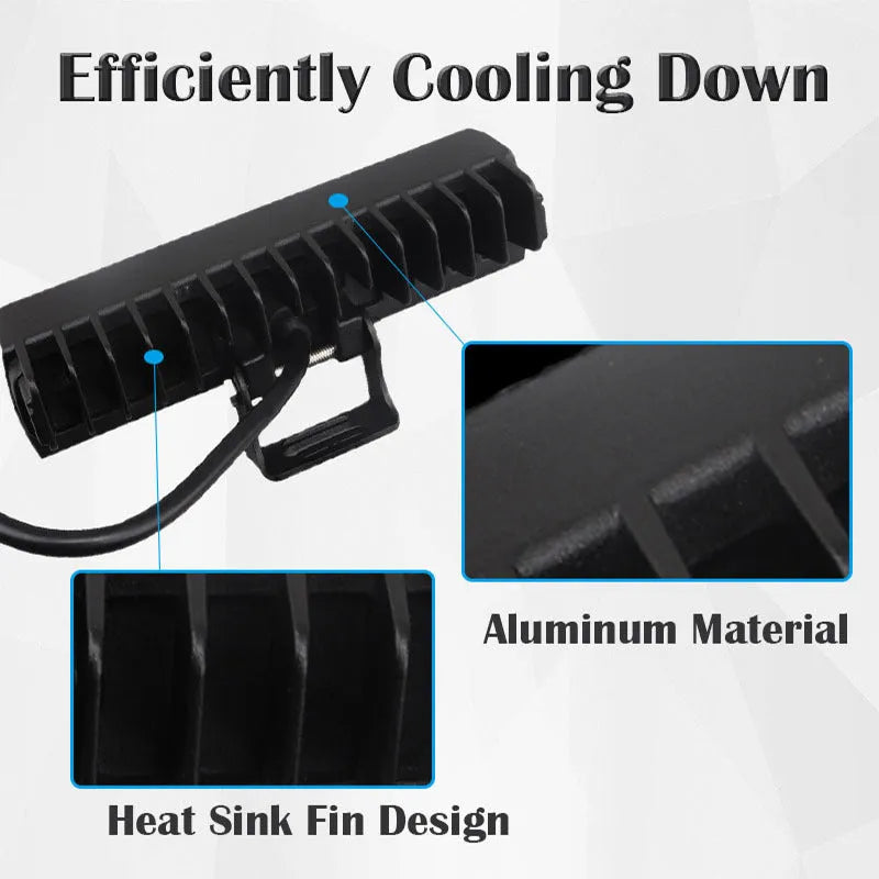 7-inch 60W LED strip work light with straight line shape and black aluminium shell
