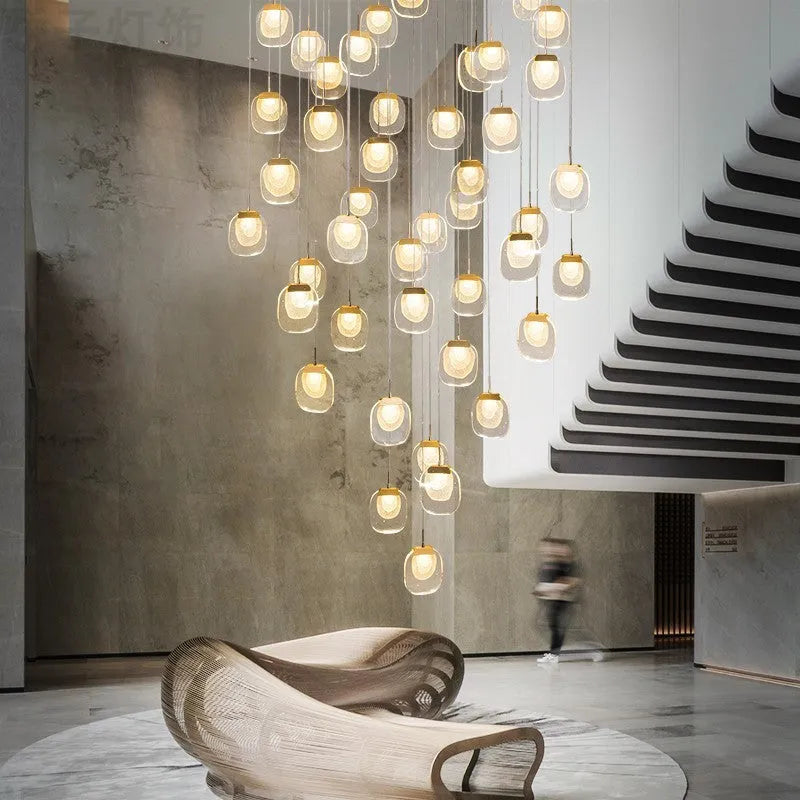 Gold 6-head crystal LED chandelier with stainless steel chassis, 600mm fixture, 150cm adjustable cable