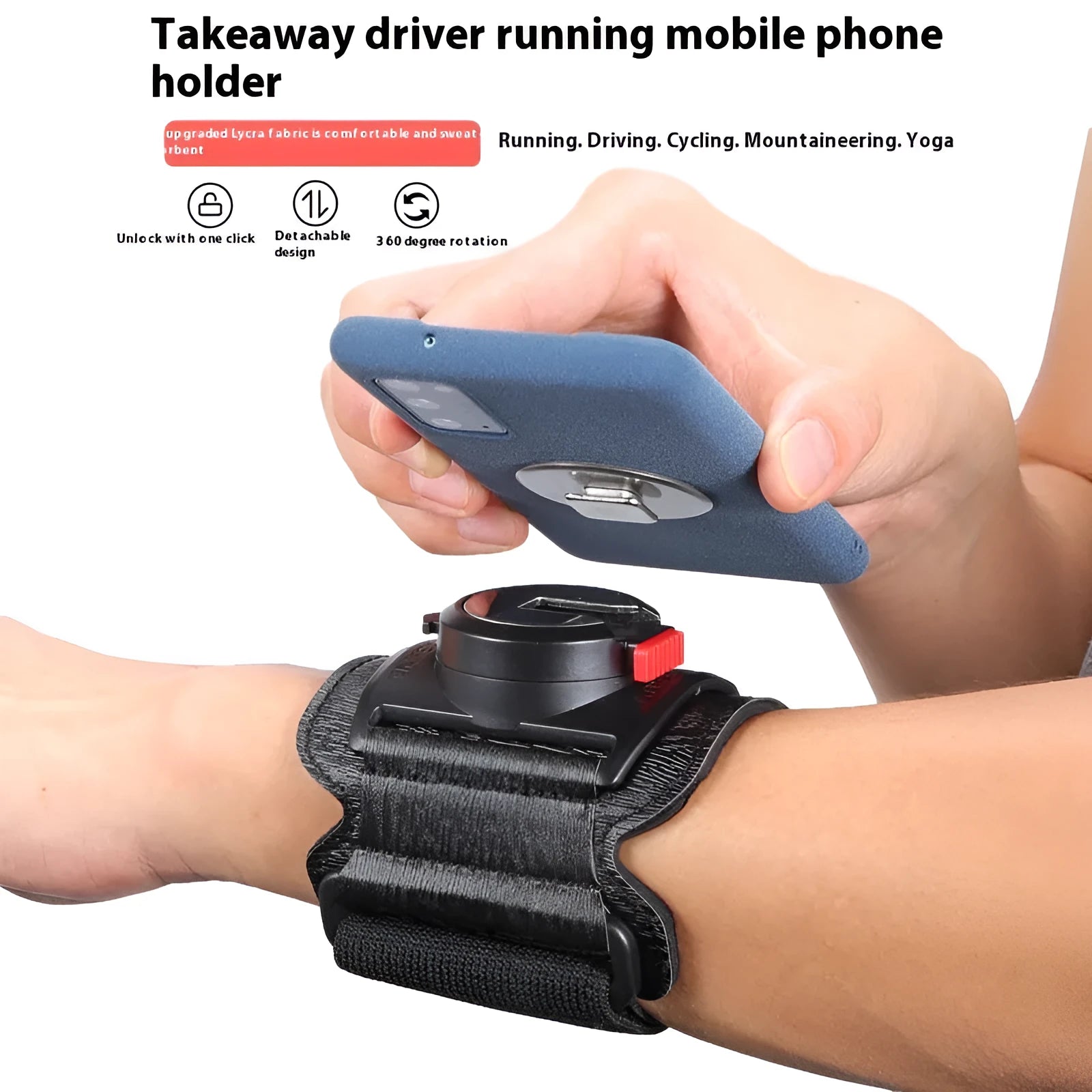 Waterproof mobile phone arm bag with adjustable strap worn on wrist, black colour, suitable for 4-7 inch smartphones