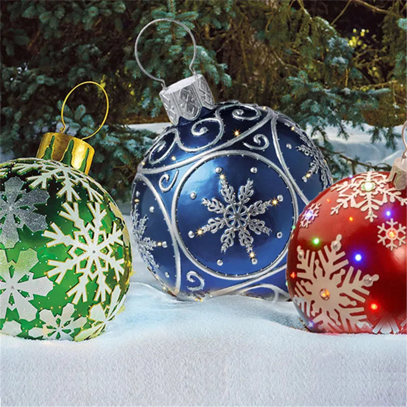 60cm diameter PVC inflatable Christmas ball decoration in various colour patterns