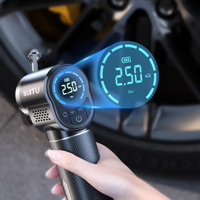 ST-5518 portable wireless tyre inflator pump with ABS housing and LED light