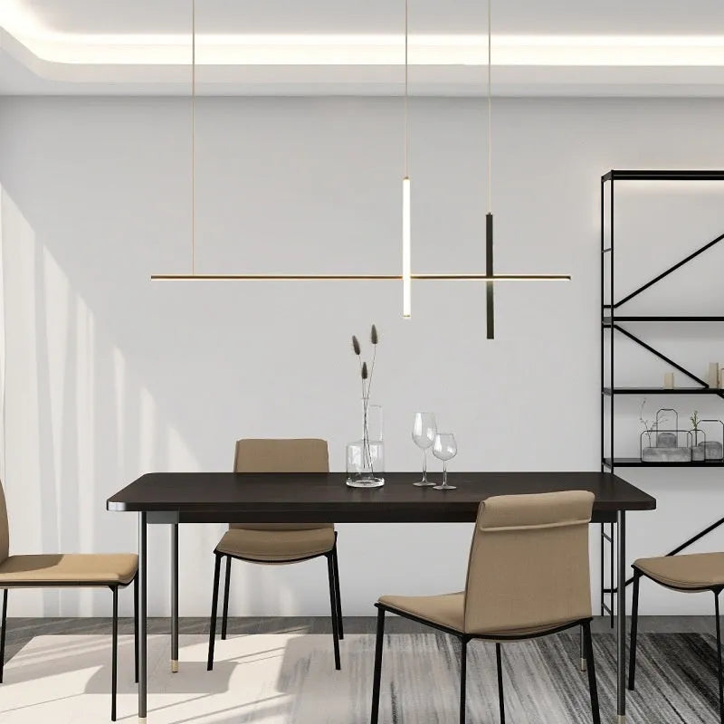 Simple Nordic chandelier LED dining room lamp with three colour light in black or white frame