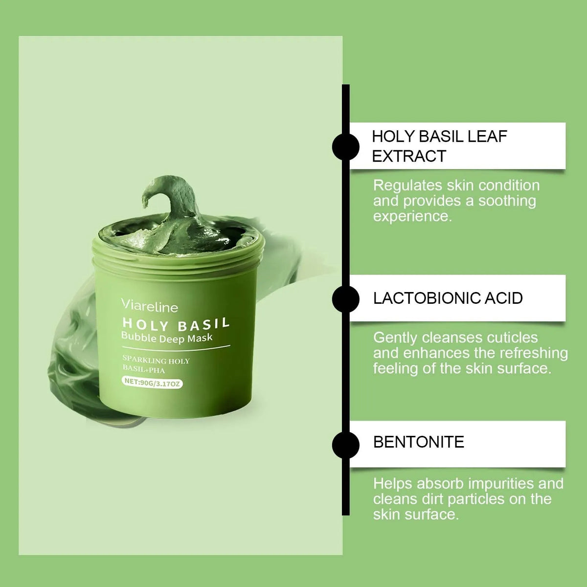 Holy Basil Bubble Deep Mask Set - single pack, colour option set, with bentonite clay and basil leaf extract