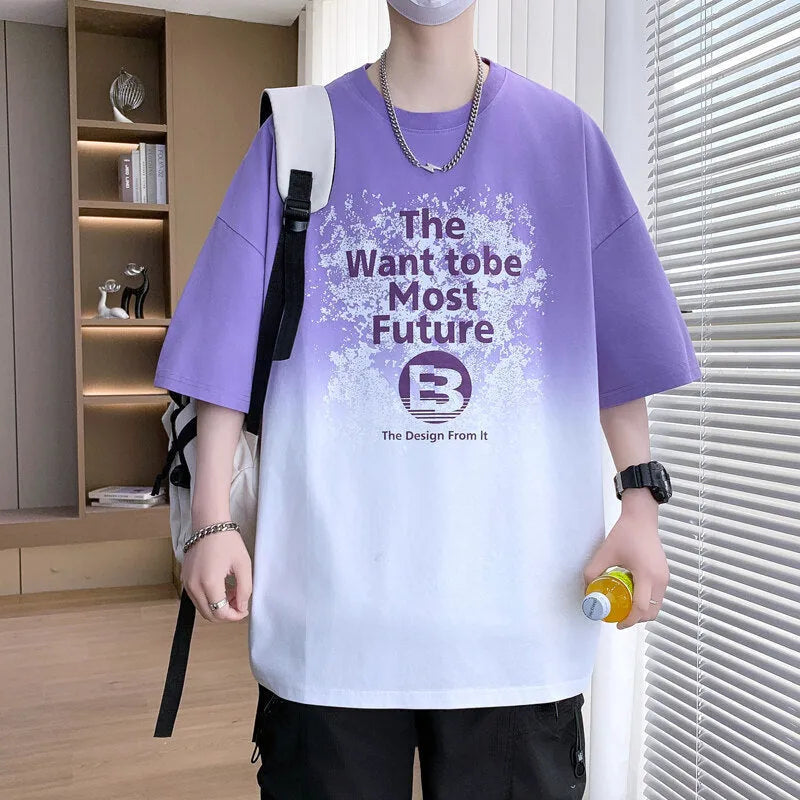 Boys youth popularity printed cotton t-shirt with jacquard letter graphics in dark blue colour