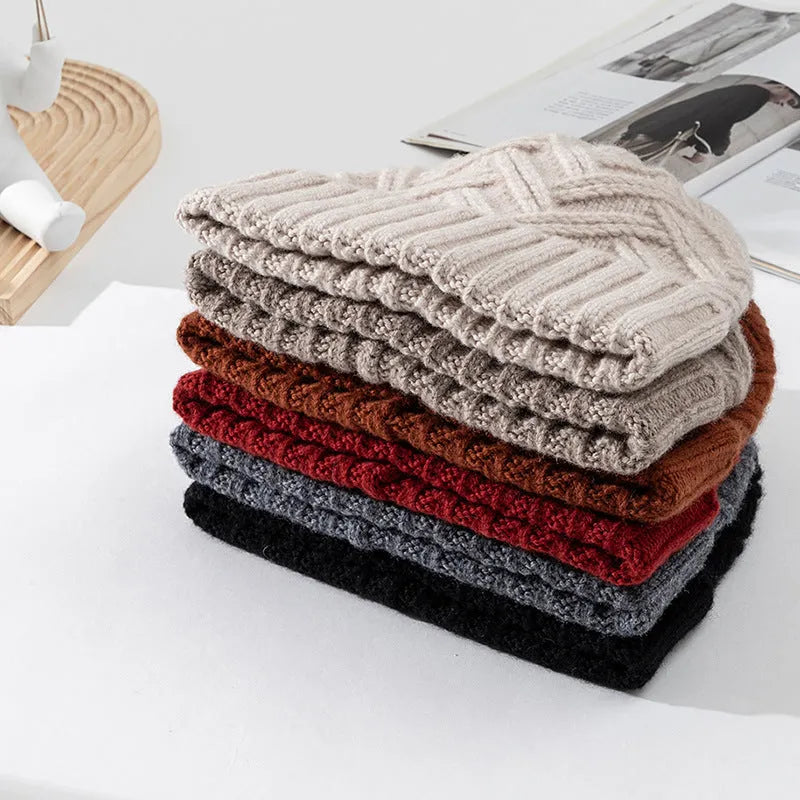 Wool women's knit hat with dome crown in various colour options including ivory white and obsidian black