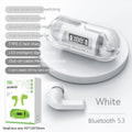 Transparent wireless Bluetooth headset and charging case with digital LED display