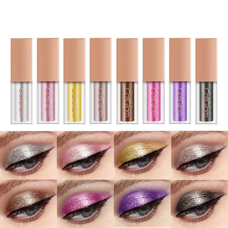 Multicolor pearl glitter liquid eyeshadow set in black base with 8 shimmer shades classification C005