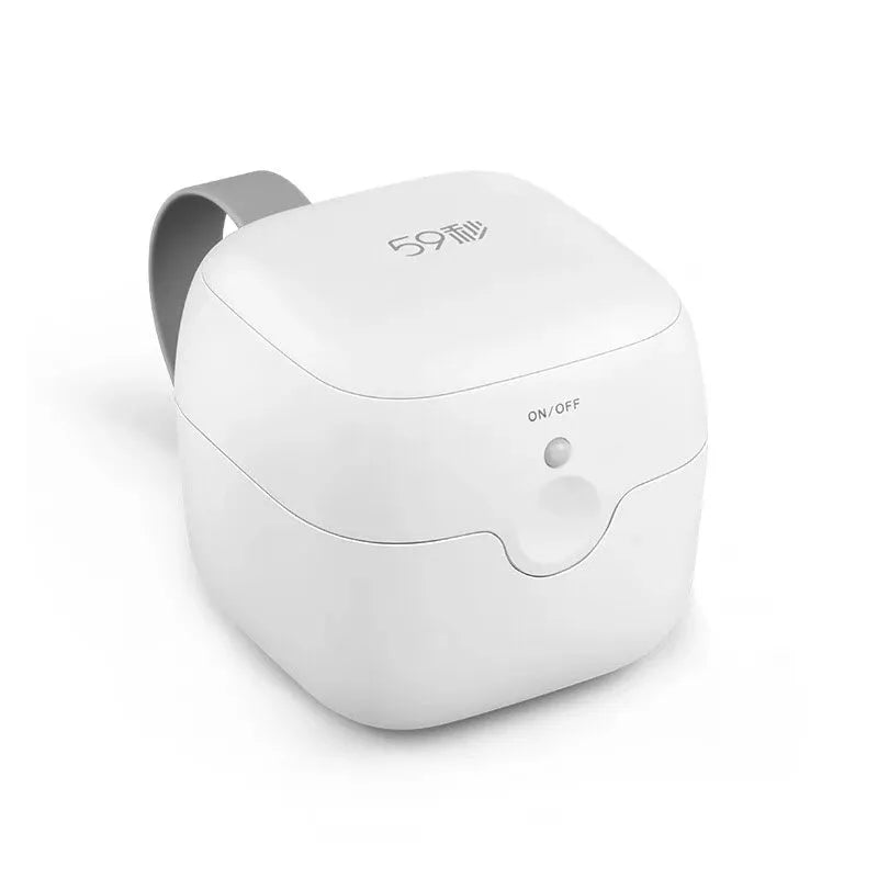 LED UV mini disinfection box pacifier sterilizer in white with USB cable and included items