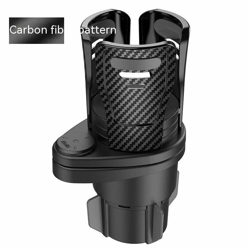 Car cup holder modification accessory in carbon fibre or matte ABS plastic for centre console upgrade