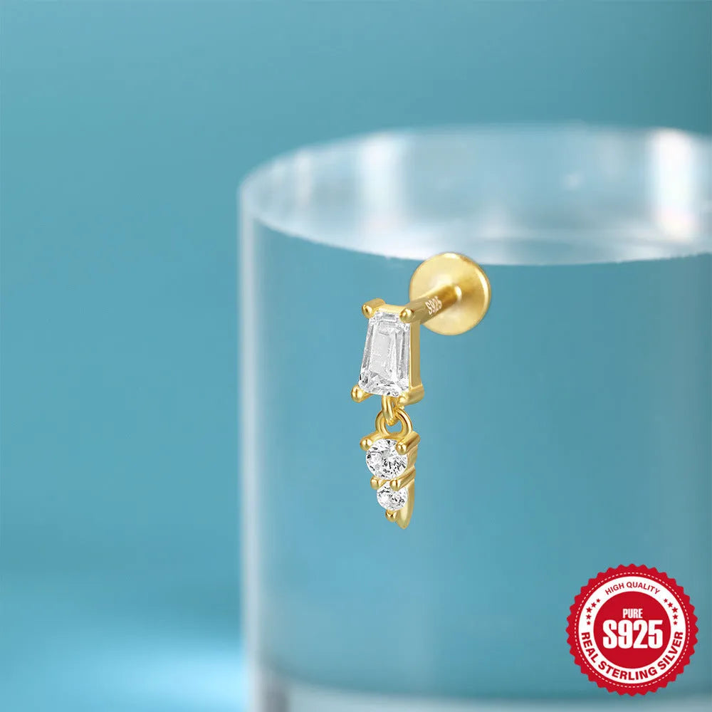 925 sterling silver tassel ear stud with gold electroplating in six colour options