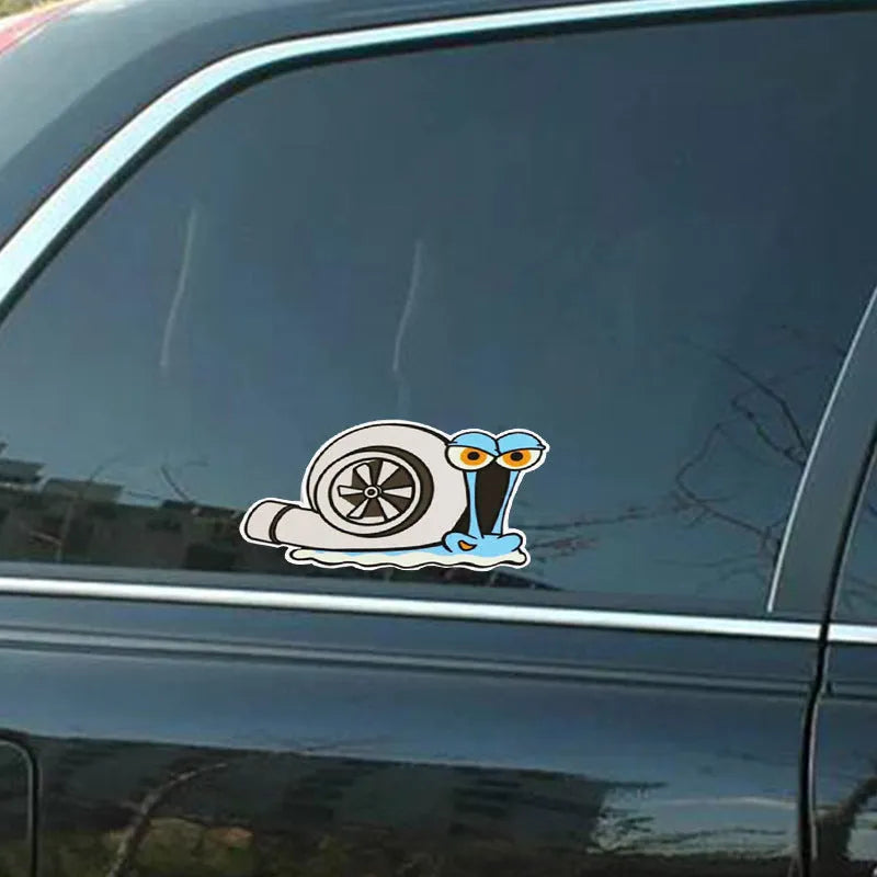 Reflective cartoon print car sticker decal measuring 12cm by 8cm.