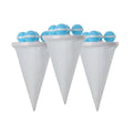 Set of three reusable pink, blue, and purple washing machine hair filter bags for catching pet hair and lint.