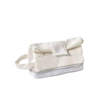 Dark blue folding double-layer pencil case made from polyester fabric, shown open to reveal internal compartments.