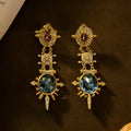 Gold-colour retro geometric round stud earrings with alloy construction and diamond treatment