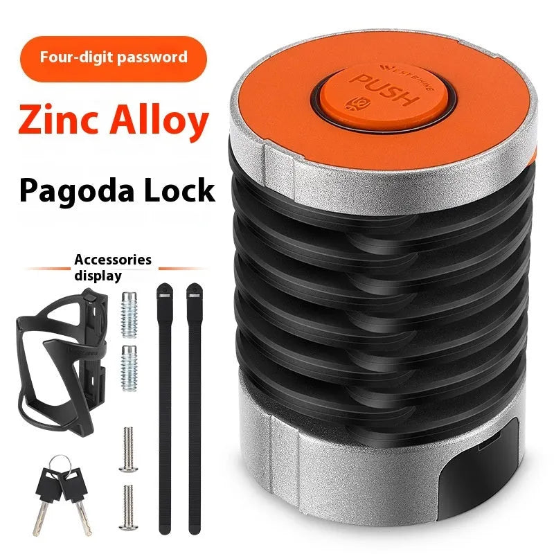 Bicycle anti-theft fliplock bottle cage with password lock in black colour