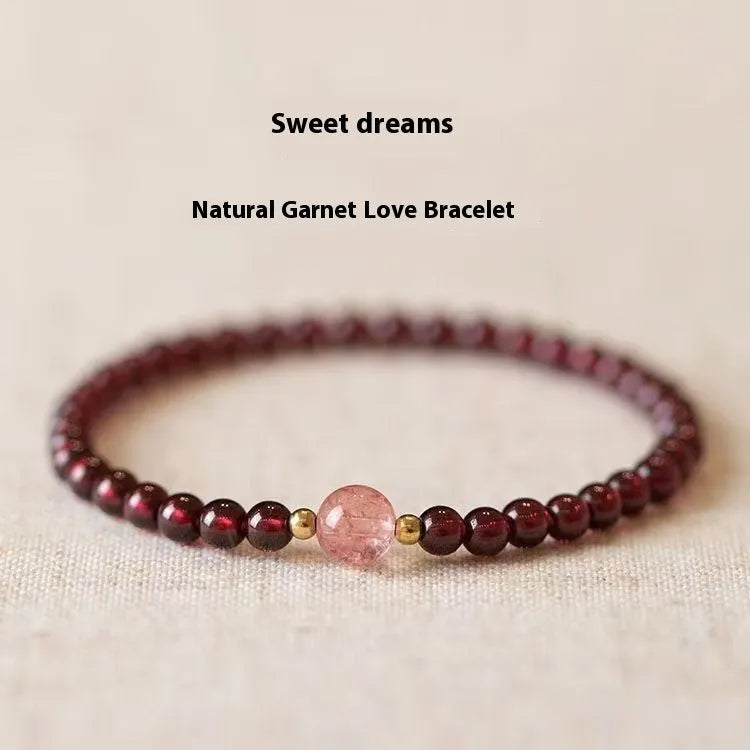 Natural garnet bracelet for women with 4mm or 6mm beads and U-shaped clasp