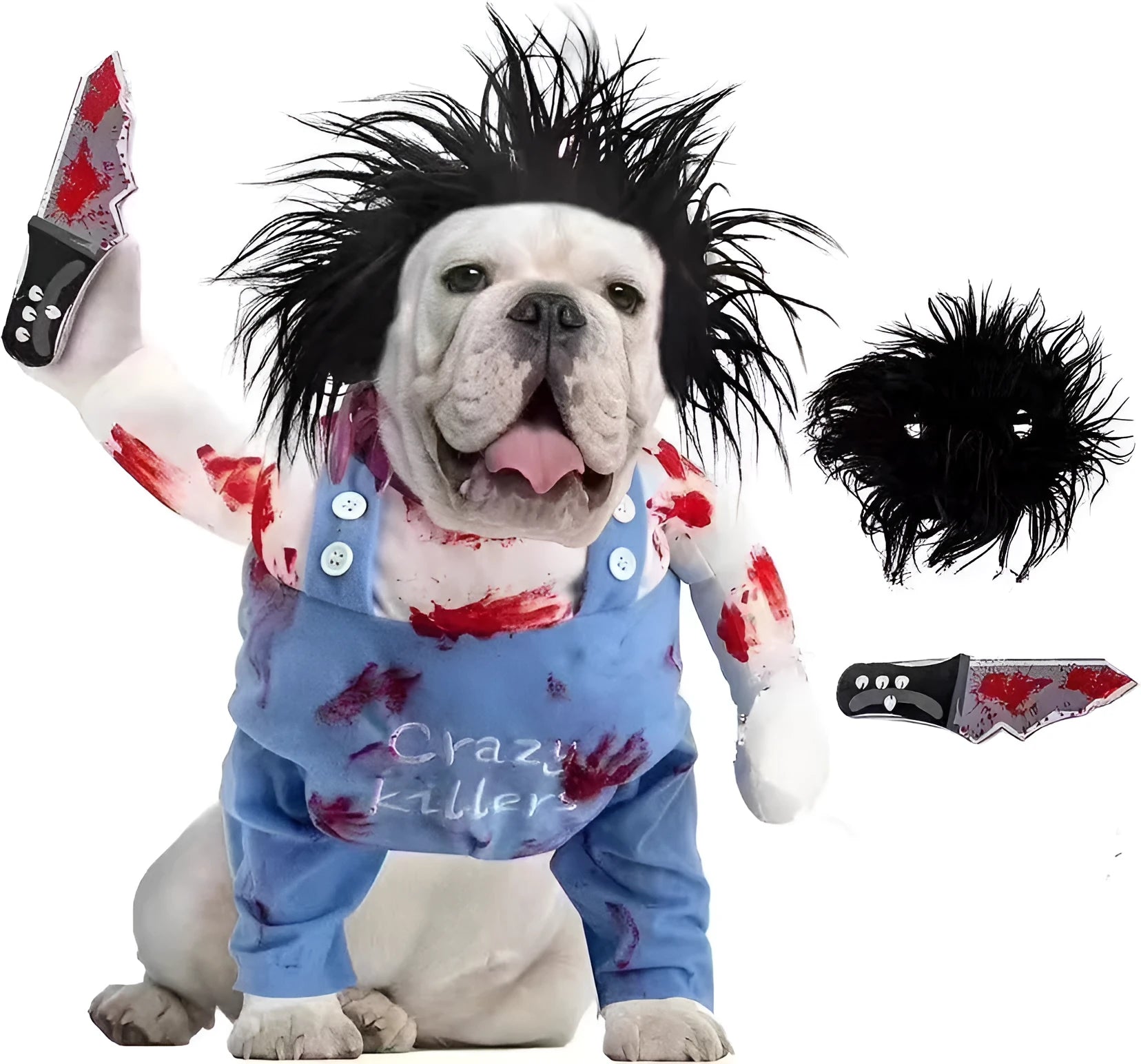 Bloody doll style pet costume with sand carving decoration for dogs and cats