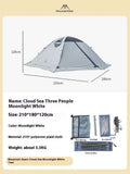 Double camping tent in Moonlight White made from 210D polyester checked cloth with ground studs and wind ropes