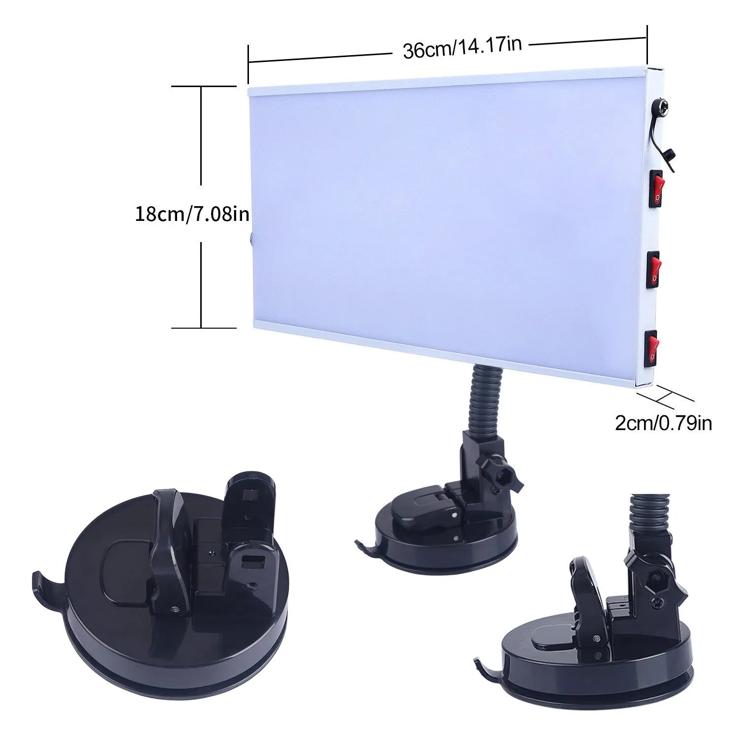 White MPT X009 car body dent repair detector kit with inspection light and magnetic base on a vehicle panel.
