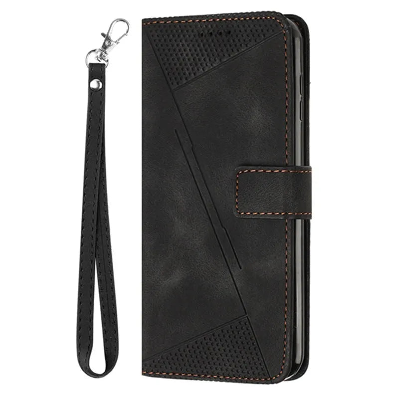 REALME 11 line stripe phone case with card holder and crossbody strap in blue for OPPO