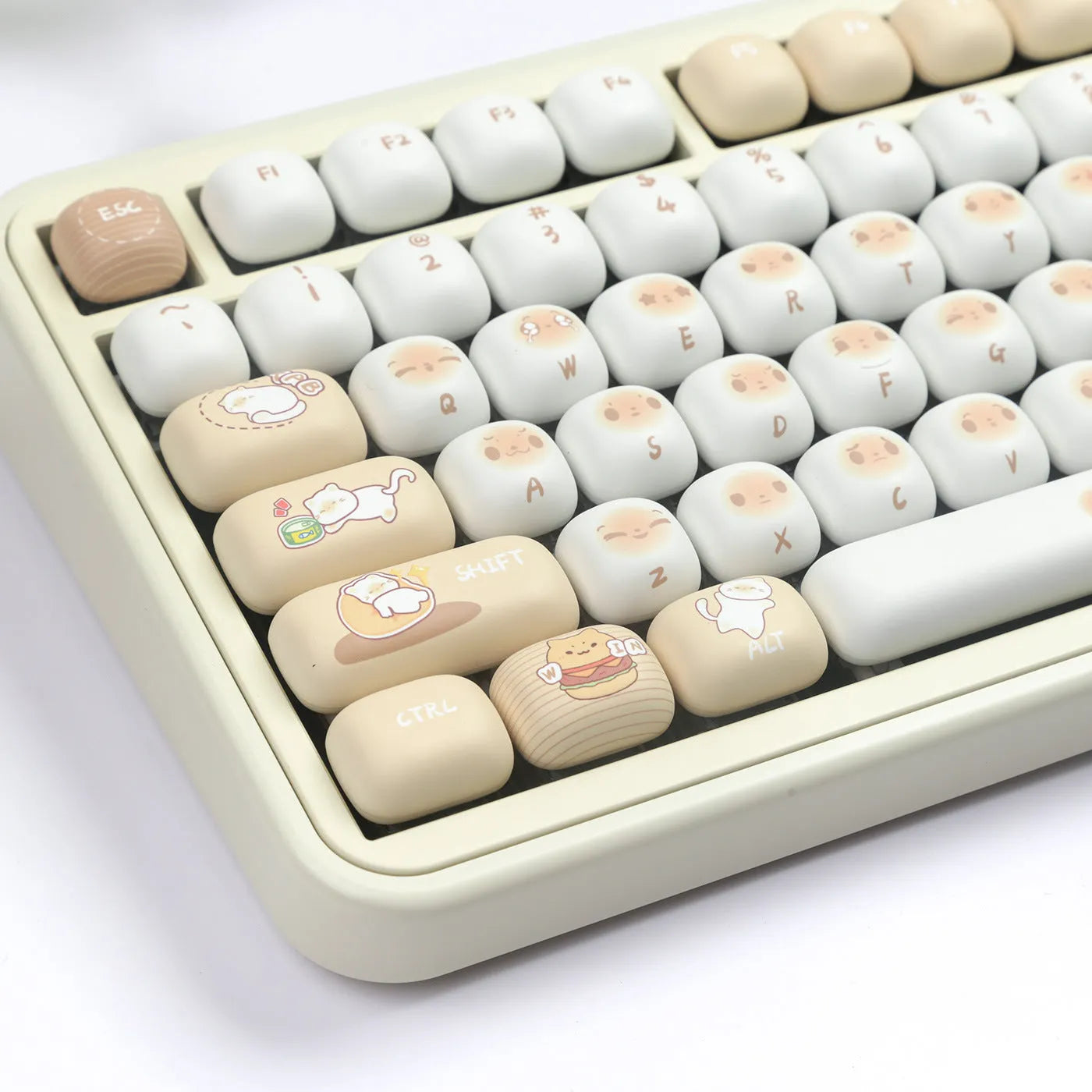Steamed Bread mechanical keyboard PBT key cap set in multi-colour march past design with 1.5m cable.