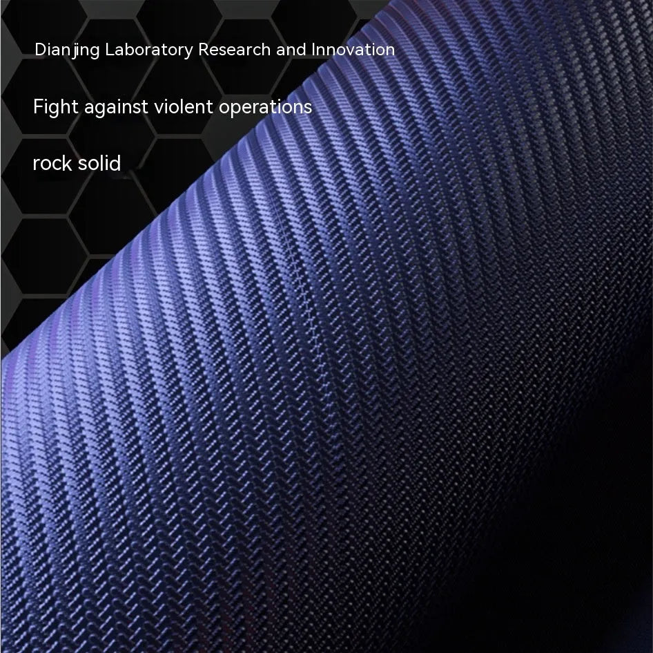 Large black gaming mouse pad with luminous edge lighting on a desk.