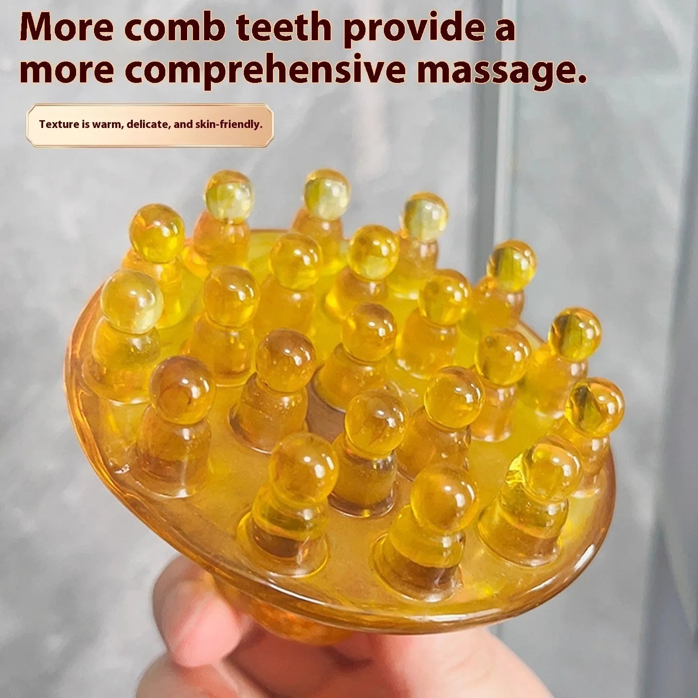 Wooden disc massage comb with 21 teeth for head acupressure in coffee brown colour