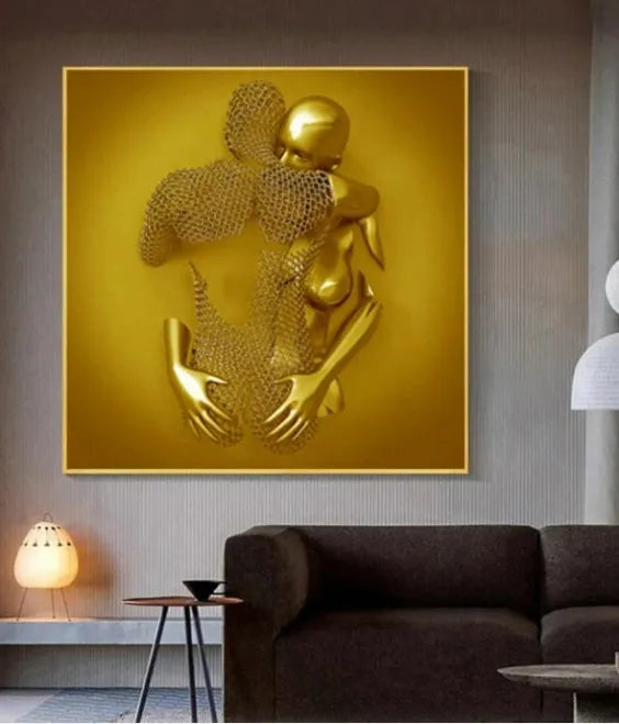 American Valentine wall decoration painting with metal frame and oil canvas, available in 40x40cm or 60x60cm