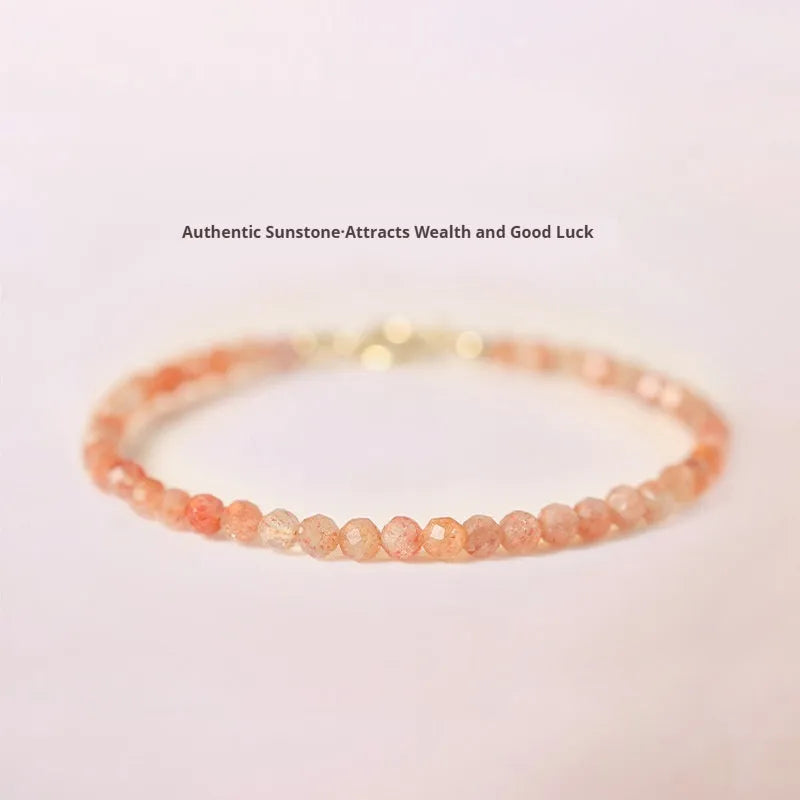 Sunstone crystal fortune bracelet with 3mm ultra-thin beads in three sizes