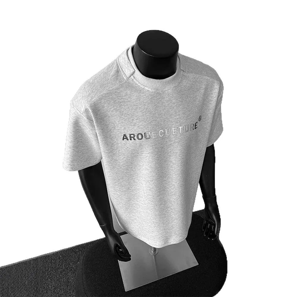Men's cotton short sleeve t-shirt in loose fit pullover style available in black, white and light grey