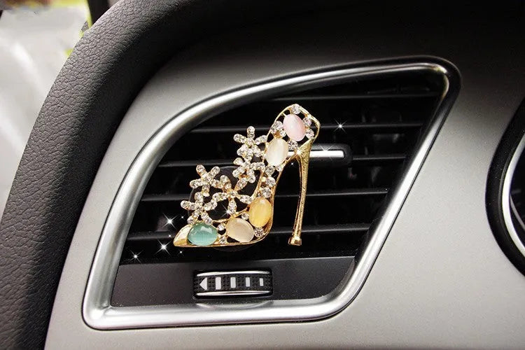 Alloy car fragrance clip for air vent in cartoon design options like crown and pumpkin car.