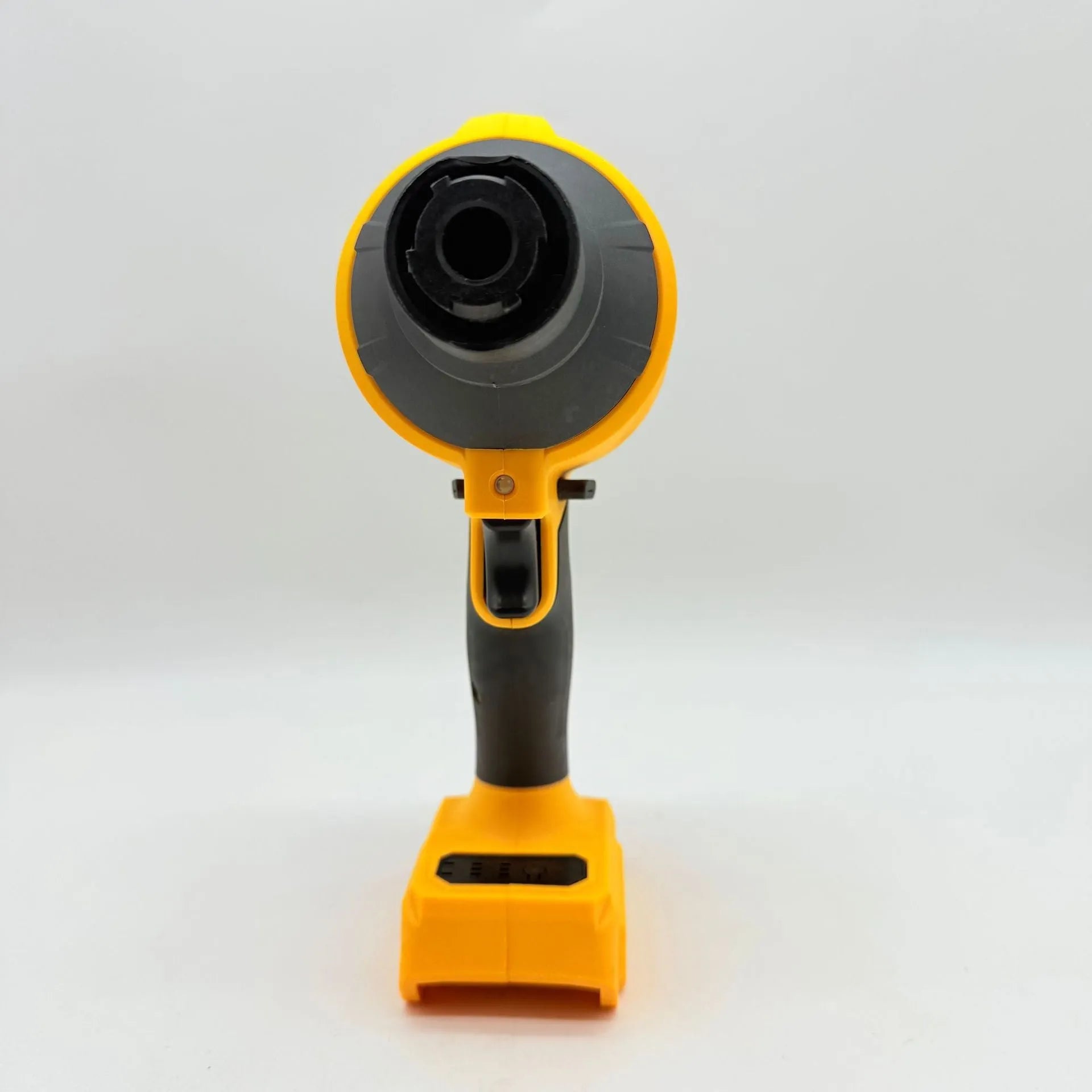 Handheld lithium battery brush air exhauster for dust blowing and snow removal with bare metal head.