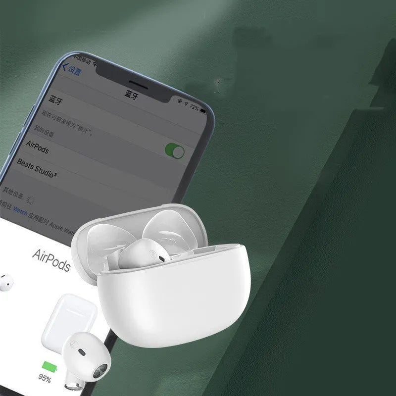 Mini wireless sports waterproof Bluetooth headset in black with charging base and data cable