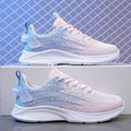 Anti-slip dance flat mesh sports shoes in Blue Pink with low heel and lace-up fastening