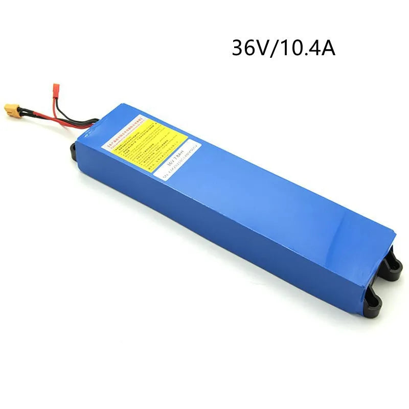 36V electric scooter lithium battery pack showing capacity options 6.6Ah, 7.8Ah and 10.4Ah