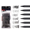 Set of six wood-free graphite sketching pencils with grades HB, 2B, 4B, 6B, 8B, and EE.