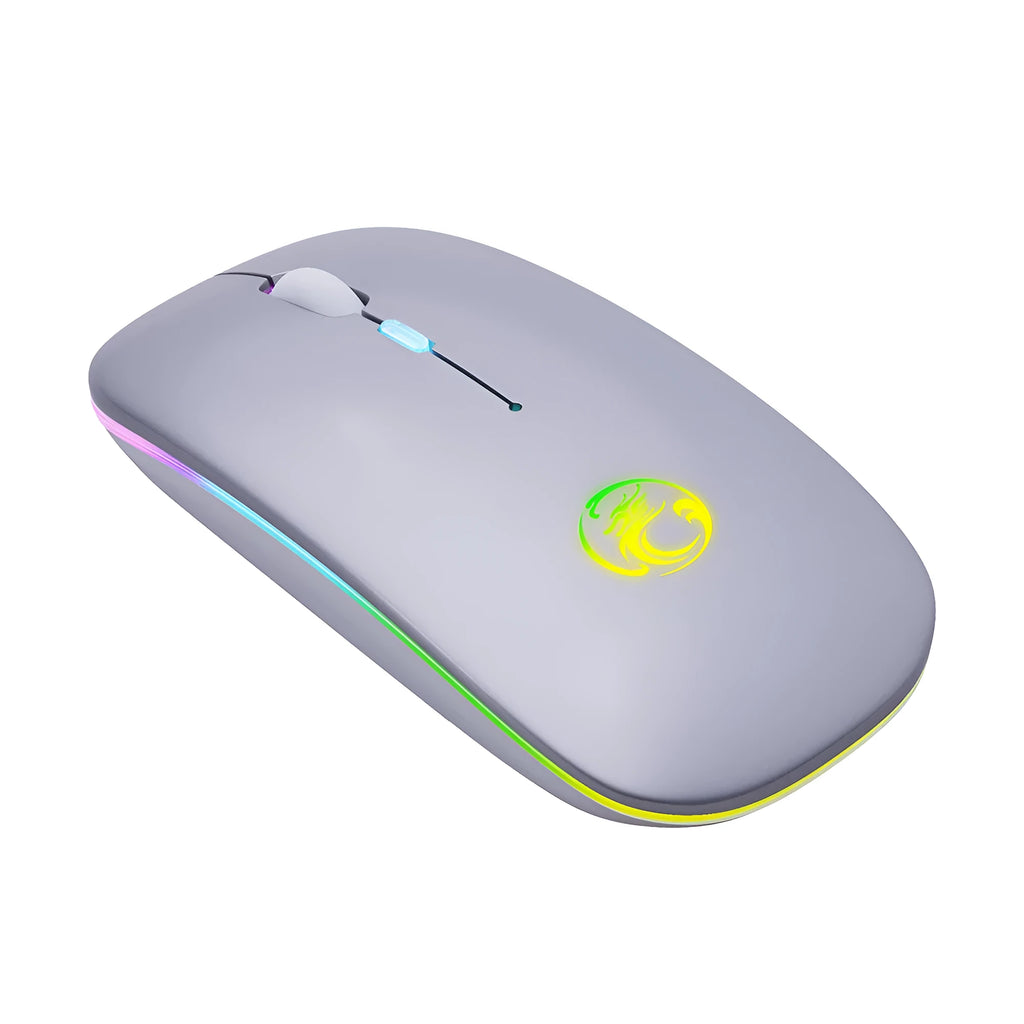 Black or white dual-mode wireless mouse with silent buttons and luminous charging indicator