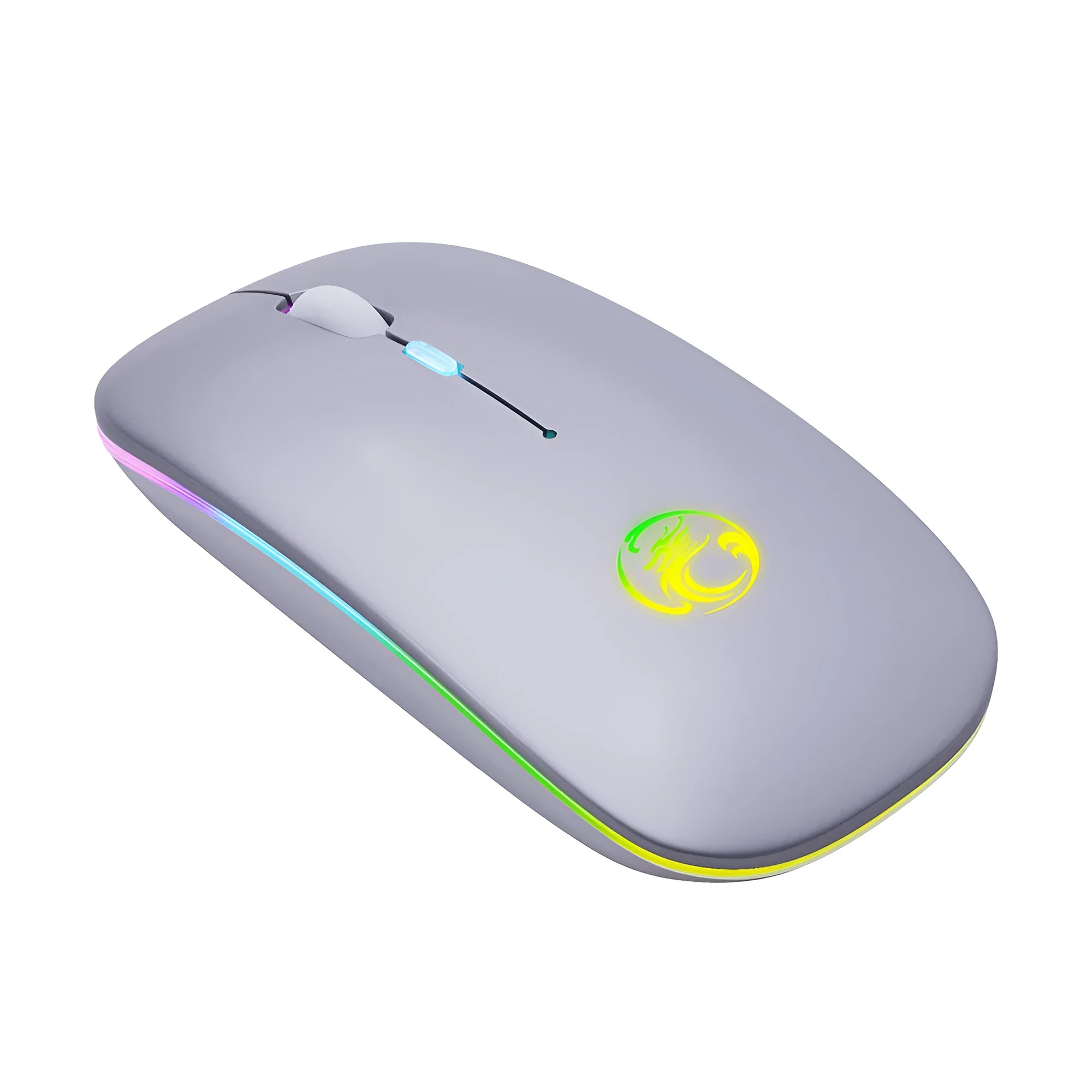 Black or white dual-mode wireless mouse with silent buttons and luminous charging indicator