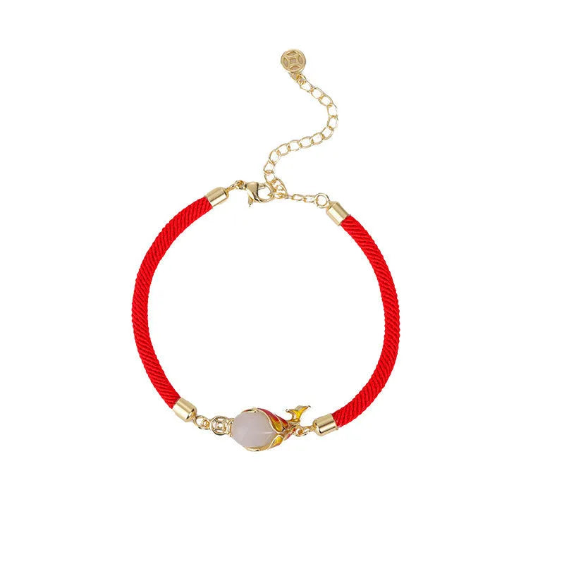 Carp literary red rope hand strap necklace with electroplated copper construction and retro animal modelling