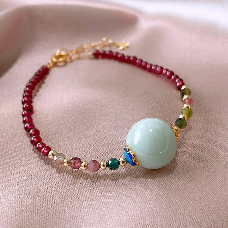 Women's garnet bracelet with drop shape design in tourmaline with electroplating finish