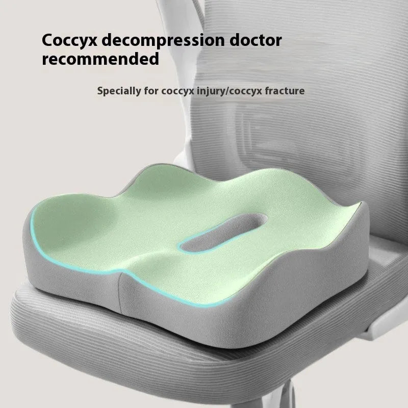 Waist rest seat cushion with memory foam filler for office chair comfort and tail vertebra support