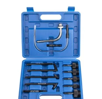 13-piece automatic transmission oil refuelling tool kit with plastic injector and funnel adapters