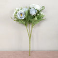 Simulated 5-prong wedding rose bouquet with 10 spring roses in five colours, 30cm length
