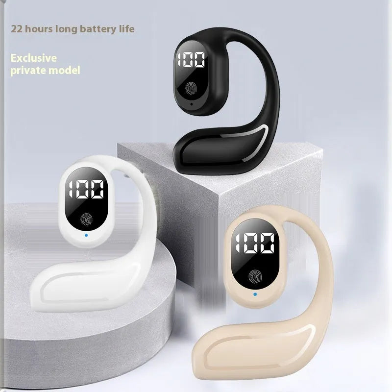Wireless single-ear headset with ear hook in black, 39x42x24mm, PC ABS build