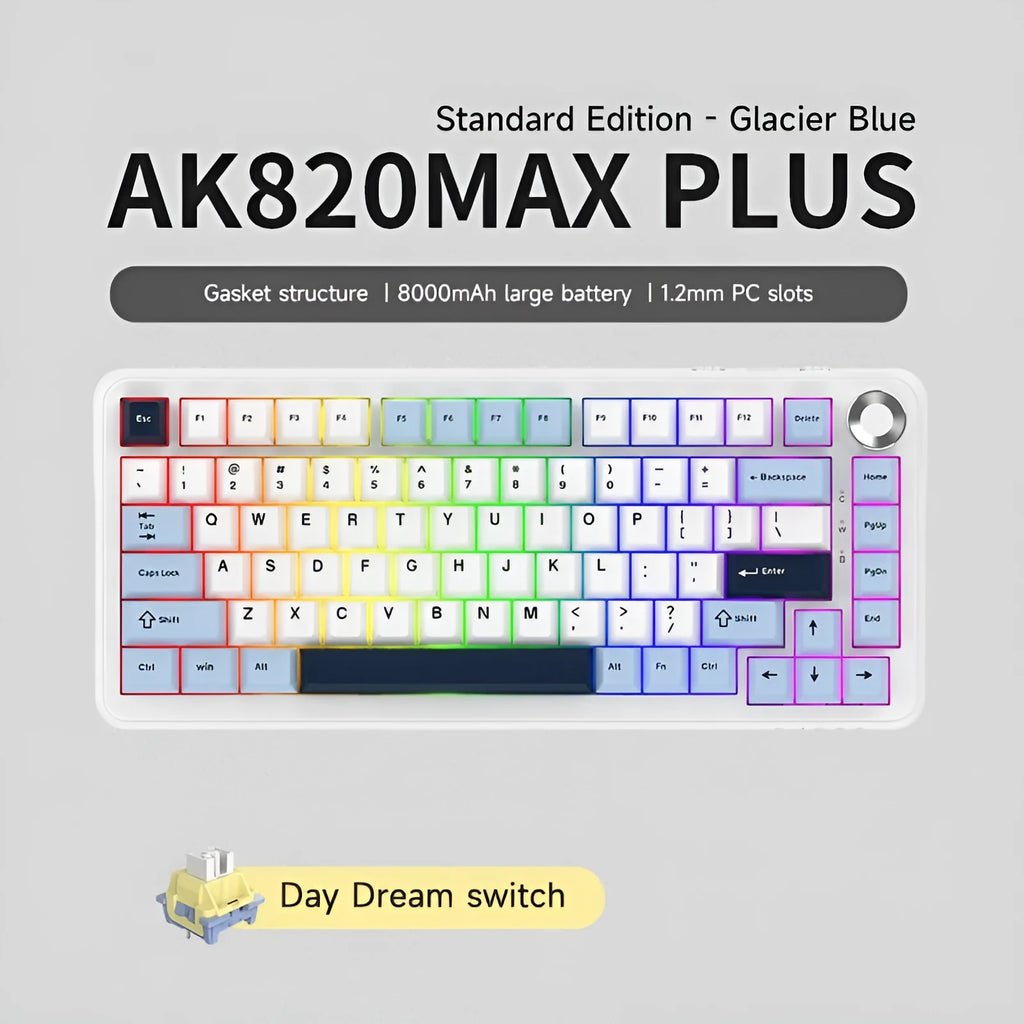 Three-mode wireless mechanical keyboard with hot-swap in black, grey and yellow colour scheme