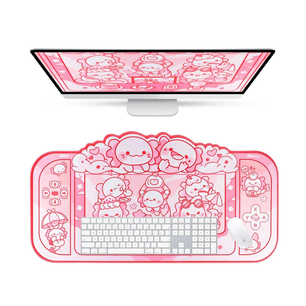 Hexagonal dragon crane machine large cloth mouse pad measuring 75 by 40cm with cartoon anime design