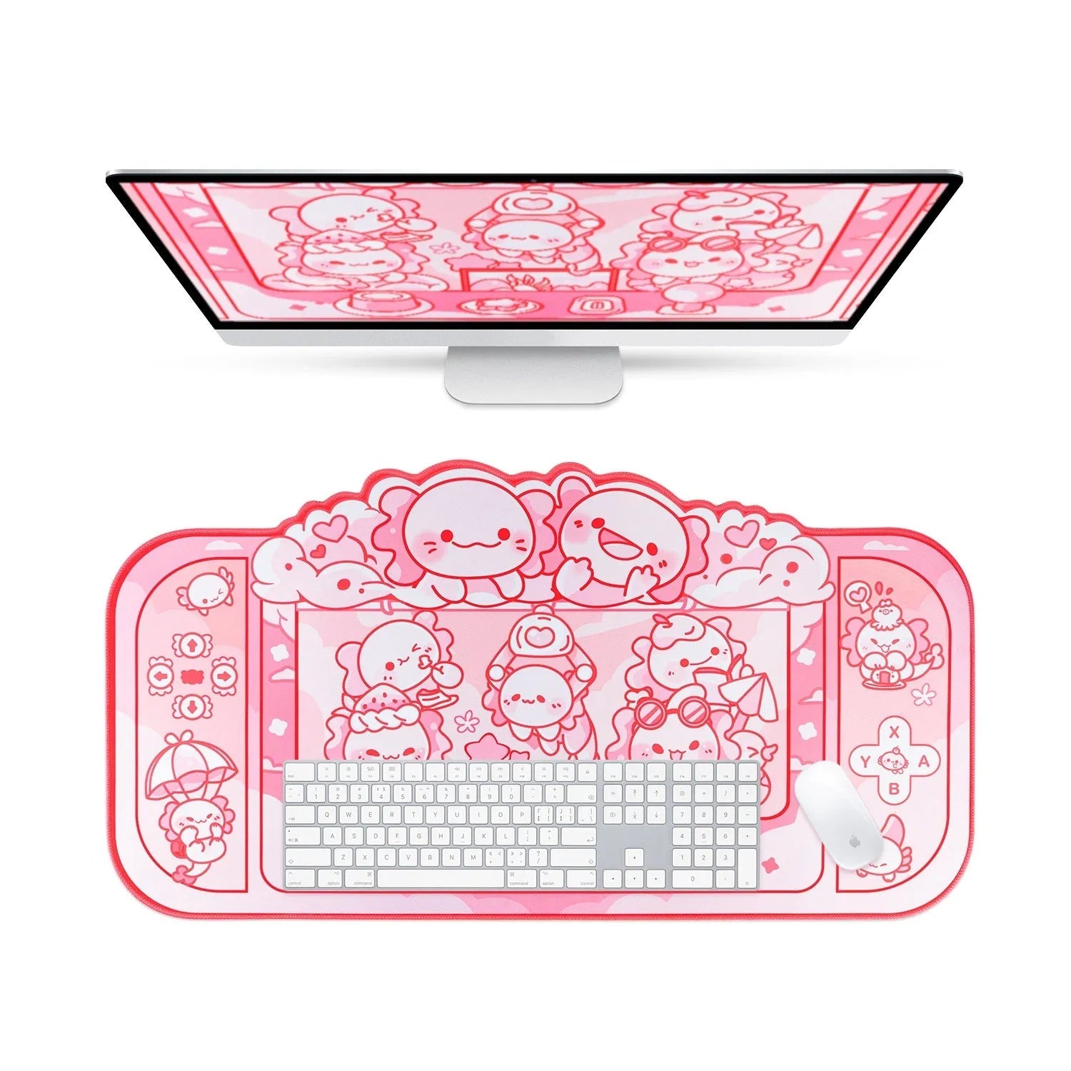 Hexagonal dragon crane machine large cloth mouse pad measuring 75 by 40cm with cartoon anime design