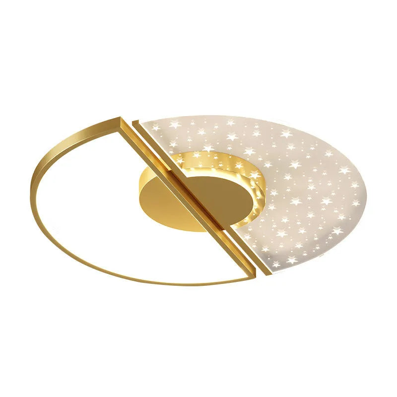 Modern simple LED ceiling light with monochrome white light, 45cm golden feather finish, bathroom ceiling installation