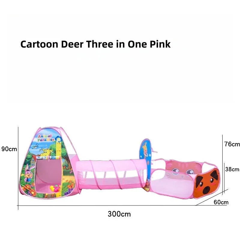 Underwater World themed children's cloth tent with connecting tunnel and ball pool play centre