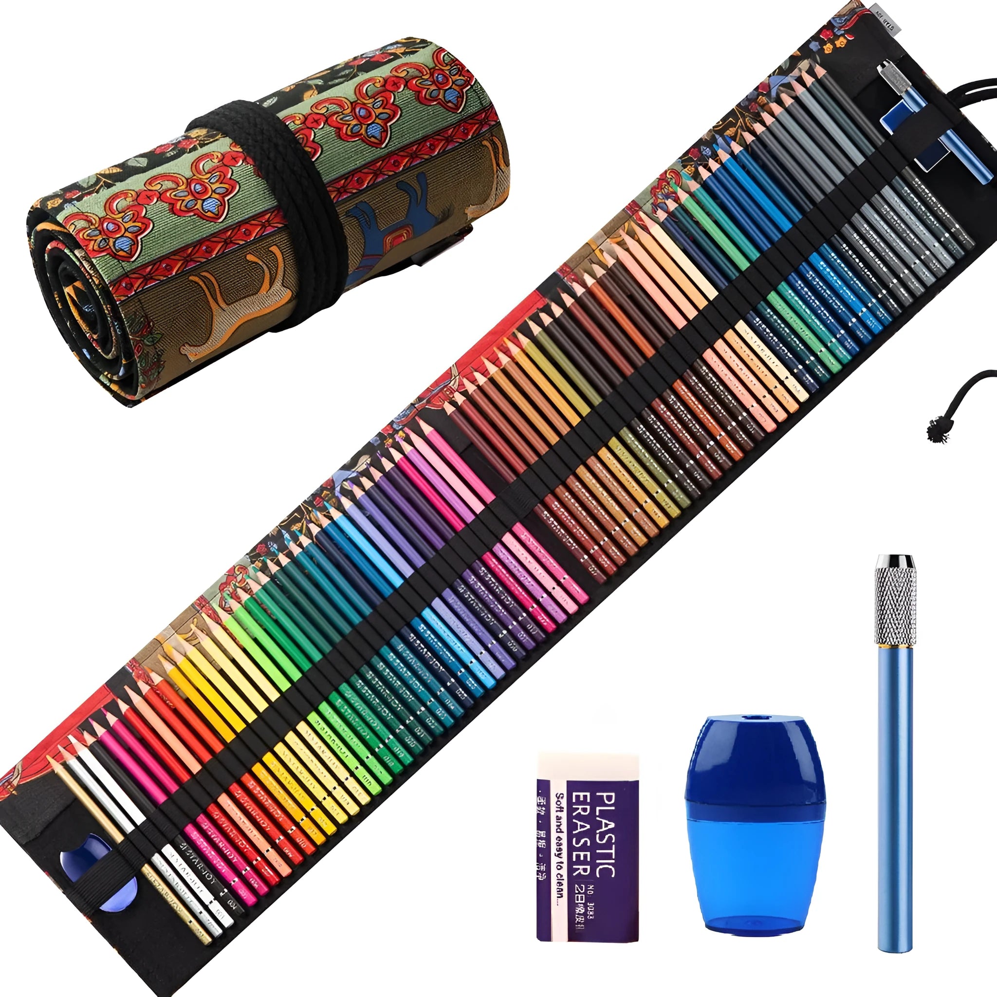 72-colour oily coloured pencil set in round brush pot